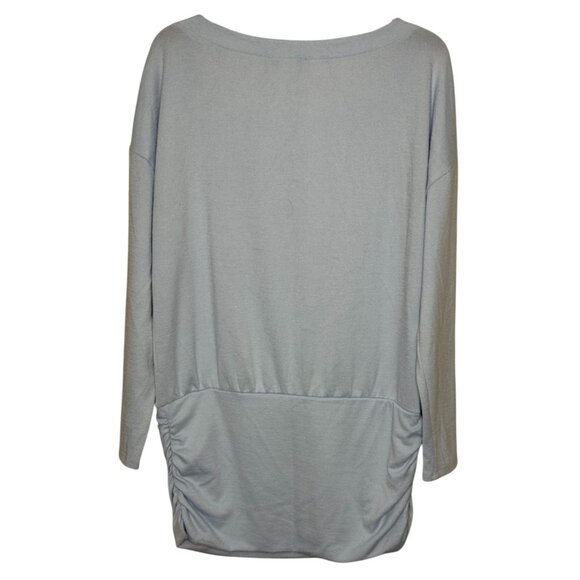 White House Black Market WHBM Light Blue Longline Top Ruched Hips Size Medium - Picture 3 of 12